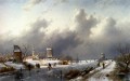 A Frozen snow Landscape With Skaters landscape Charles Leickert